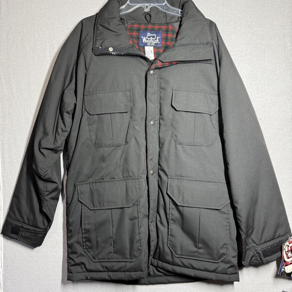 Vintage Woolrich Coat Mens Medium Black Hooded Thinsulate Parka Outdoor Made USA